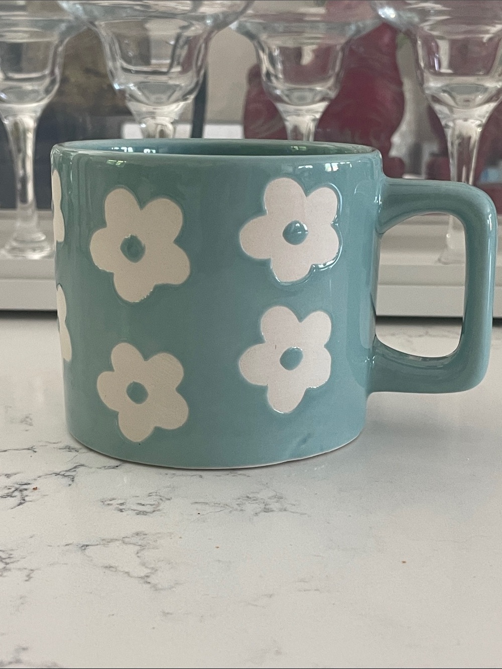 Blue Floral Ceramic Coffee Mug